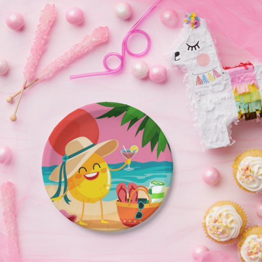Assiette en papier ronde “Beach Crazy” (Fête)