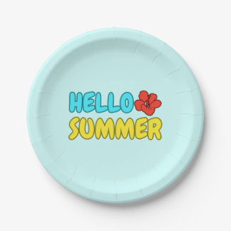 Assiette en papier ronde Hello Summer
