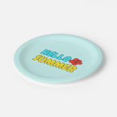 Assiette en papier ronde Hello Summer (Angle)