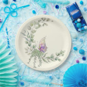 Assiette en Papier Ronde Papillon de Printemps (Fête)