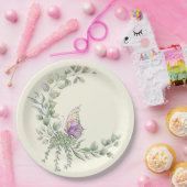 Assiette en Papier Ronde Papillon de Printemps (Fête)