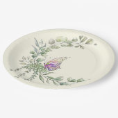 Assiette en Papier Ronde Papillon de Printemps (Angle)