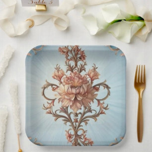 Assiette en papier Rose Baroque