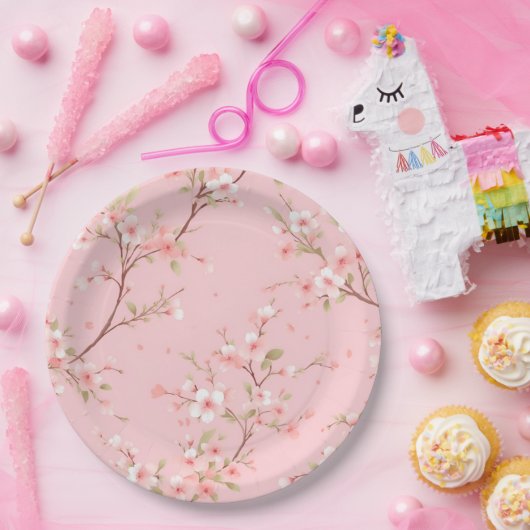 Assiette en papier rose Coquette pour anniversaire (Fête)