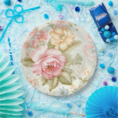 Assiette en papier rose jaune (Fête)