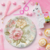 Assiette en papier rose jaune (Fête)