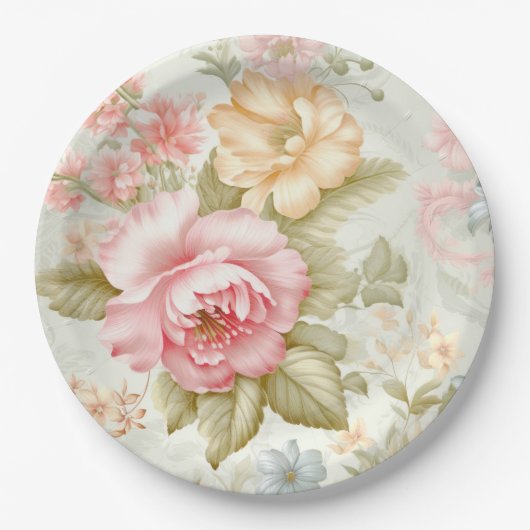 Assiette en papier rose jaune (Devant)