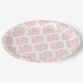 Assiette en papier rose pastel pêche Pastel Damask (Angle)