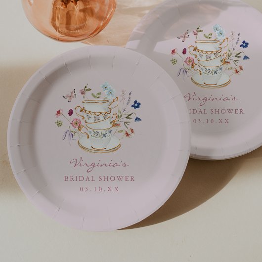 Assiette en papier Rose pour Tea Party