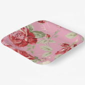 Assiette en papier rose rouge fleur de cerisier (Angulaire)