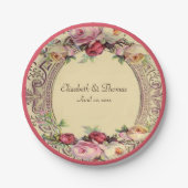 Assiette en papier Roses roses élégantes de style  (Devant)