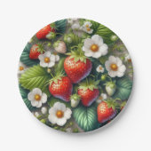 Assiette en papier rouge de fraise d'été (Devant)