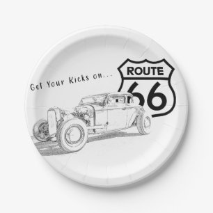 Assiette en papier Route 66