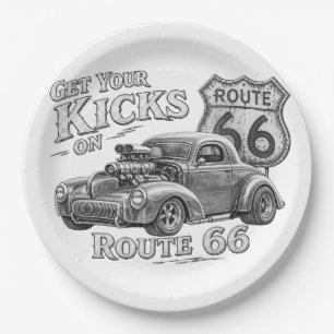 Assiette en papier Route 66
