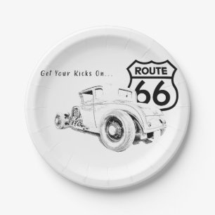 Assiette en papier Route 66