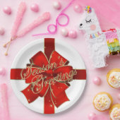 Assiette en papier ruban de Noël voeux de la saiso (Fête)