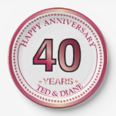 Assiette en papier Ruby 40e anniversaire (Devant)
