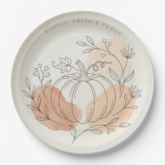 Assiette en papier rustique à motif de citrouille