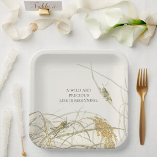 Assiette en papier sauterelle garçon Baby Shower b