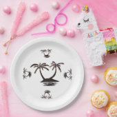 Assiette en papier - Silhouette d'île tropicale (Fête)