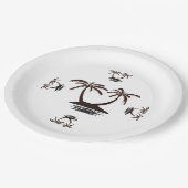 Assiette en papier - Silhouette d'île tropicale (Angle)
