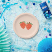 Assiette en papier simple et mignonne à la fraise (Fête)