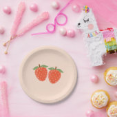 Assiette en papier simple et mignonne à la fraise (Fête)