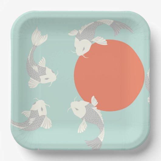 ASSIETTE EN PAPIER: STYLE JAPONAIS : Motif POISSON (Recto)