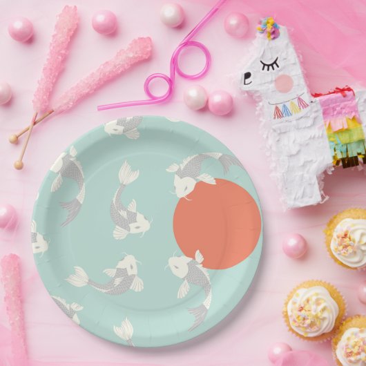 ASSIETTE EN PAPIER: STYLE JAPONAIS : Motif POISSON (Fête)