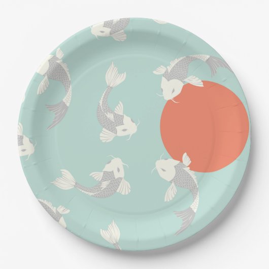 ASSIETTE EN PAPIER: STYLE JAPONAIS : Motif POISSON (Devant)