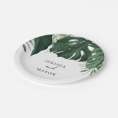 Assiette en papier Tropical Monstera pour la douch (Angle)