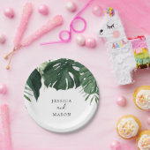 Assiette en papier Tropical Monstera Shower de Mar (Fête)