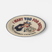 Assiette en papier Uncle Sam Route 66 rétro (Angle)