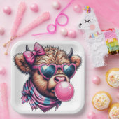 Assiette en papier vache des Highlands funky (Fête)