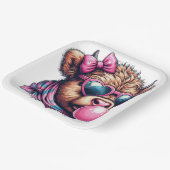Assiette en papier vache des Highlands funky (Angulaire)