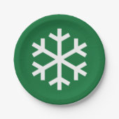Assiette en papier vert flocon de neige (Devant)