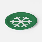 Assiette en papier vert flocon de neige (Angle)