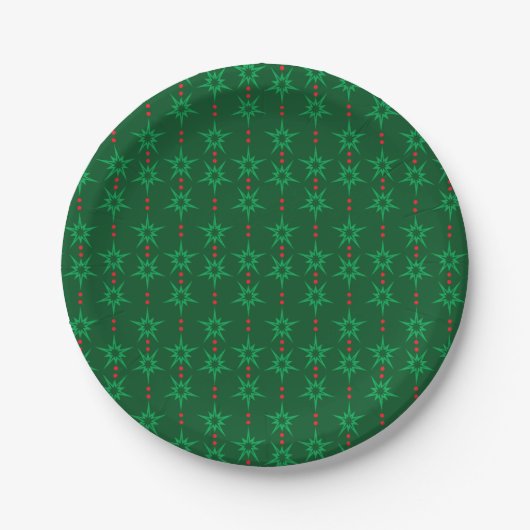 Assiette en papier vert Mid Mod Garland 7" (Devant)