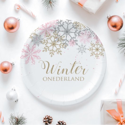 Assiette en papier Winter Onederland