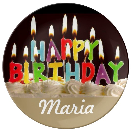 Assiette En Porcelaine Joyeux Anniversaire Maria Zazzle Be