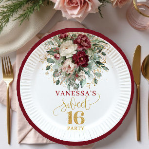 Assiette Fancy Sweet 16 Blush Bourgogne Or