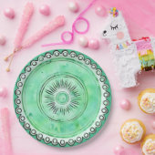 Assiette Fausse Chine Vert Antique en Forme de Sol (Fête)