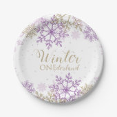 Assiette flocon de neige violet et or Winter Onede (Devant)