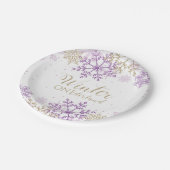 Assiette flocon de neige violet et or Winter Onede (Angle)