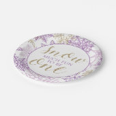 Assiette flocon de neige violet et or Winter Onede (Angle)