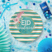 Assiette florale sarcelle dorée Eid Mubarak (Fête)