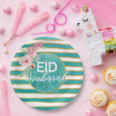 Assiette florale sarcelle dorée Eid Mubarak (Fête)