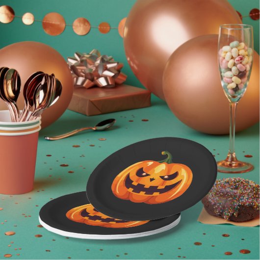 Assiette Halloween Citrouille Jack-o'-Lantern Effr (Multi)