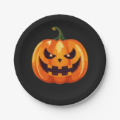 Assiette Halloween Citrouille Jack-o'-Lantern Effr (Devant)