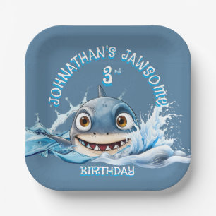 Assiette Jawsome Requin Anniversaire bleu pour t